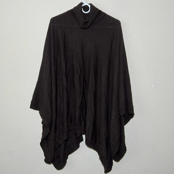 Ann Taylor Espresso Brown Wool Poncho Sweater - Picture 3 of 8